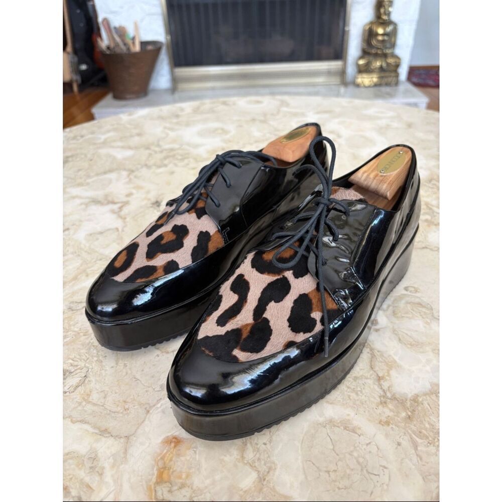 Högl Patent Leather & Leopard Pony Hair Platform Oxfords – EU 41 / UK 8 - Picture 2 of 14
